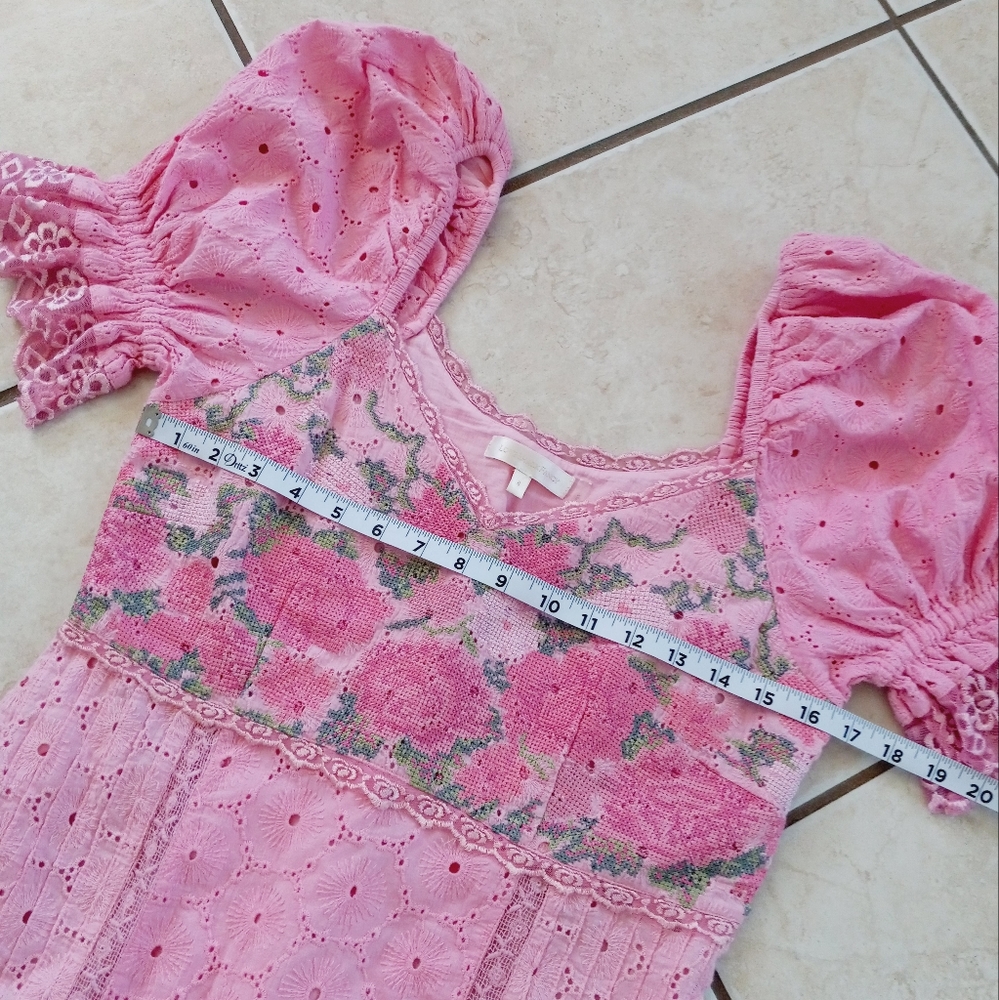 LoveShackFancy Pink Eyelet Floral Mini Dress - Picture 13 of 16